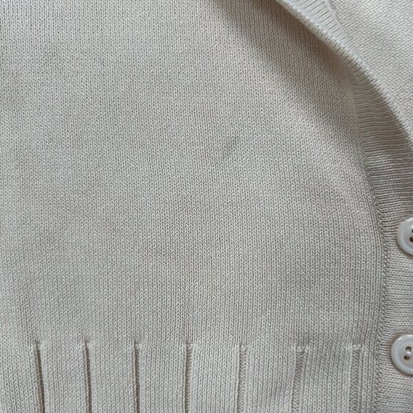 Princess Polly Cream Ribbed Knit Short Sleeve Collared Button Down Bodysuit / XS - Picture 6 of 8